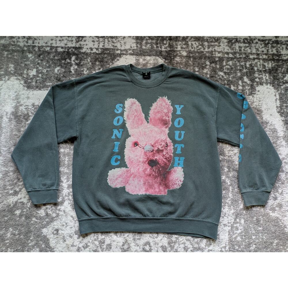 DAY Sonic Youth Pullover Oversized Sweatshirt, Green - Medium, Made In USA